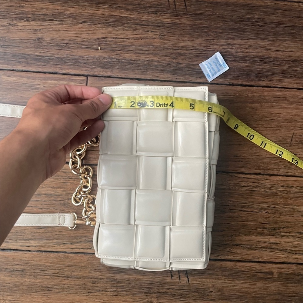 Fall bag 🔥 crossbody quilted Cream purse woven square bag bone chain strap bag - Picture 9 of 15